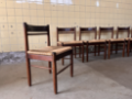 Picture of Set of Six Wengé Dining Chairs with Woven Seats