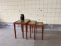 Picture of Set of Three Danish Nesting Tables with Ceramic Inlay