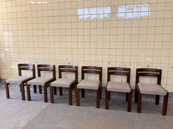 Picture of Set of Six Brutalist Dining Chairs by Lübke